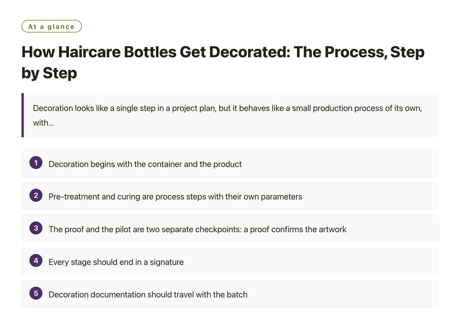 How Haircare Bottles Get Decorated: The Process, Step by Step——全文要点速览